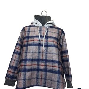 Plaid Hoodie with Turtleneck